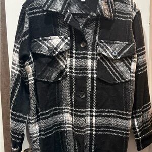 Time and Tru Black and White Plaid Shacket